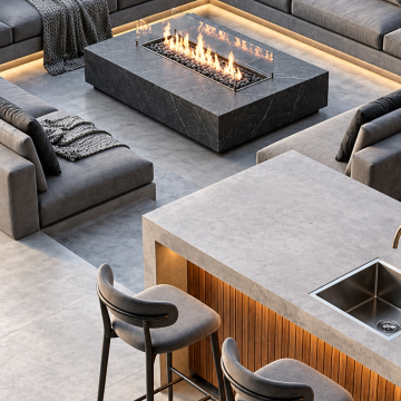 Outdoor TV Lounge, Outdoor Firepit Lounge and Outdoor Kitchen/Bar